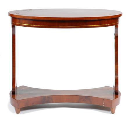 Lot image - Continental Neoclassical Brass Inlaid Mahogany Side Table