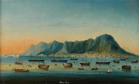 Lot image - Chinese School 19th Century View of Hong Kong Harbor