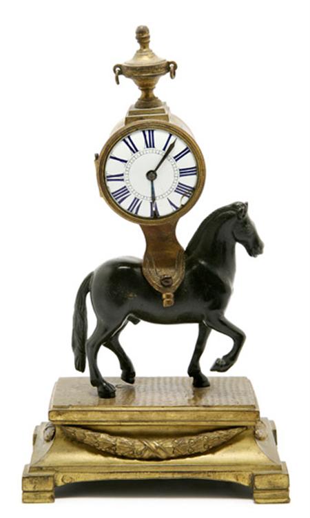 Lot image - Louis XVI Style Gilt and Patinated-Bronze Mantel Clock