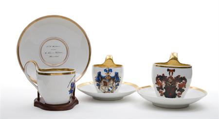 Lot image - Set of Eight Berlin Porcelain Commemorative Cups and Seven Saucers