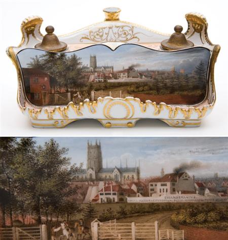 Lot image - Chamberlains Worcester Porcelain Inkstand