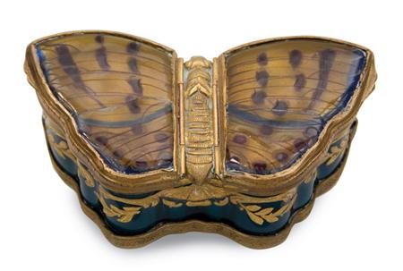 Lot image - Gilt-Metal and Enamel Butterfly Box