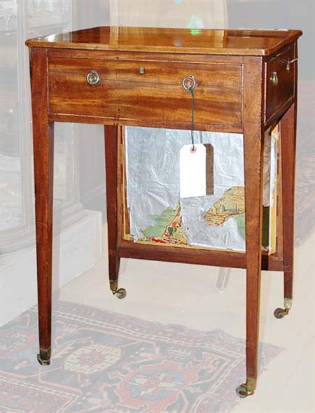 Lot image - George III Style Mahogany Single-Drawer Table with Fire Screen