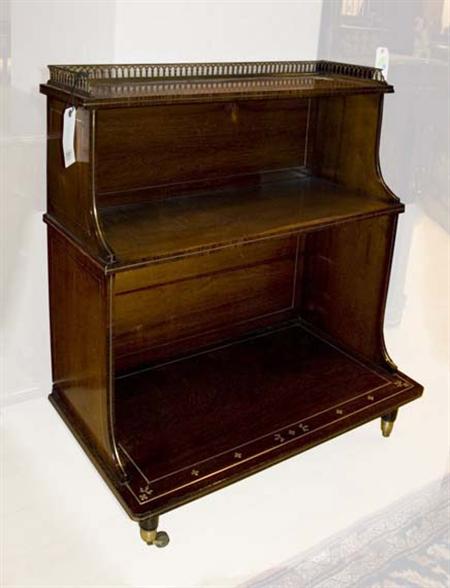 Lot image - Late Regency Brass Inlaid Mahogany Open Low Bookcase