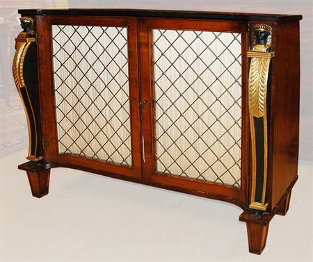 Lot image - Regency Parcel Gilt and Black Painted Mahogany Side Cabinet
