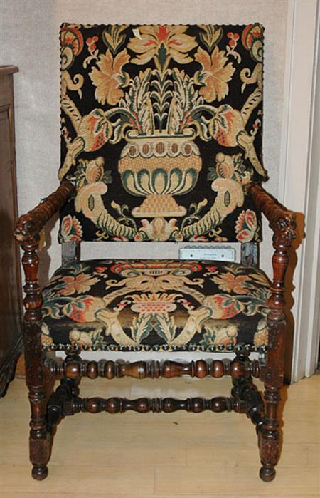 Lot image - Continental Baroque High Back Armchair