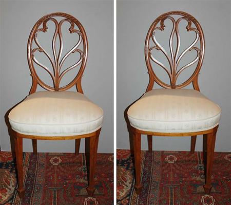 Lot image - Pair of George III Style Fruitwood Side Chairs