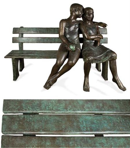 Lot image - Lea Vivot Canadian, b. 1952 Children on a Bench, 1986