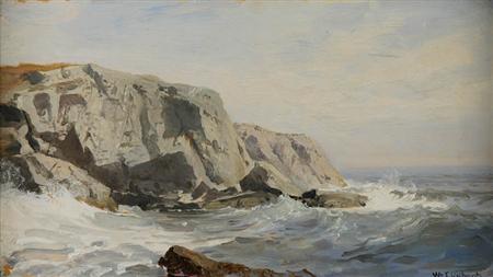 Lot image - William Trost Richards American, 1833-1905 Gray Cliff, Conanicut, Rhode Island