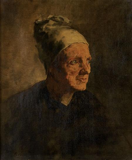 Lot image - Theodule Augustin Ribot French, 1823-1891 Portrait of an Old Lady