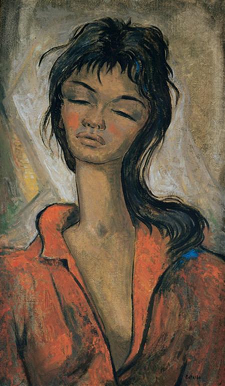 Lot image - Angel Botello Puerto Rican, 1913-1986 Portrait of a Woman