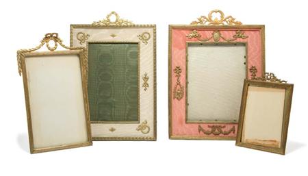 Lot image - Group of Four Louis XVI Style and Empire Style Gilt-Metal Photograph Frames