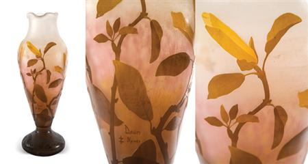 Lot image - Daum Nancy Acid Etched Cameo Glass Vase