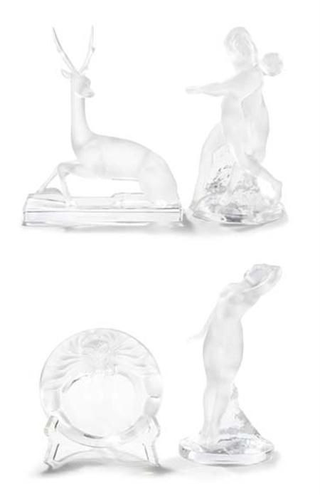 Lot image - Miscellaneous Group of Four Lalique Molded Glass Articles