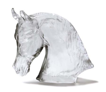 Lot image - Baccarat Molded Glass Bust of a Horse