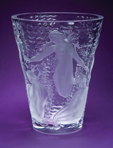 Lot image - Lalique Mold Blown Glass Ondines Vase