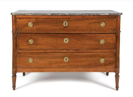 Lot image - Louis XVI Style Gilt-Metal Mounted Walnut Commode