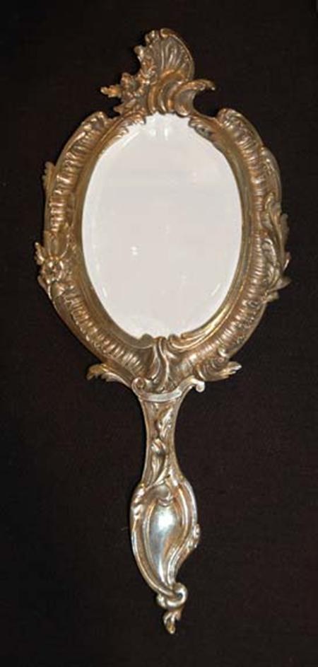 Lot image - Louis XV Style Silvered Bronze Hand Mirror