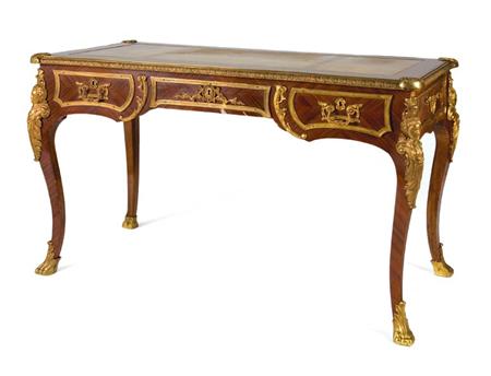 Lot image - Louis XV Style Gilt-Metal Mounted Walnut Bureau Plat
