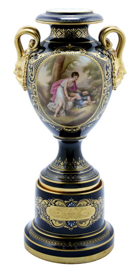 Lot image - Vienna Style Gilt Decorated Porcelain Urn