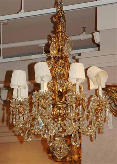 Lot image - Louis XV Style Gilt-Metal and Glass Eight-Light Chandelier