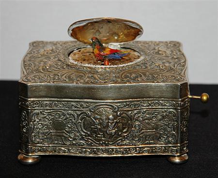 Lot image - Sterling Silver Singing Bird Music Box