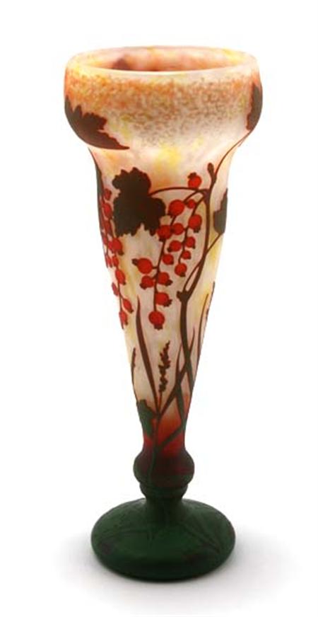 Lot image - Daum Nancy Acid Etched Cameo Glass Vase