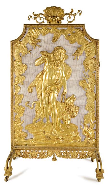 Lot image - Gilt-Bronze Figural Fireplace Screen