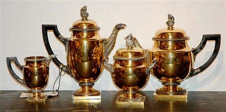 Lot image - French Gilt Silver Coffee and Tea Service