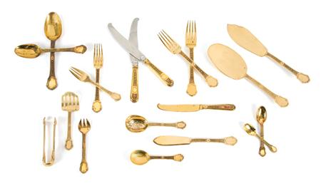 Lot image - French Gilt Silver Flatware Service