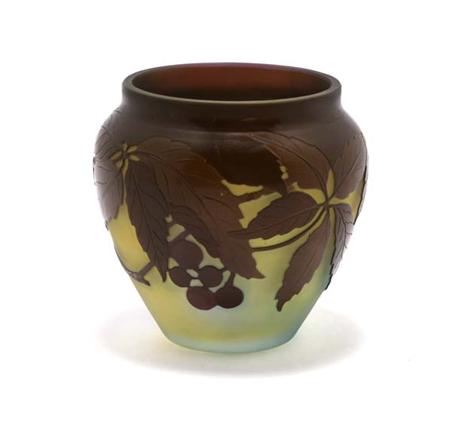 Lot image - Galle Acid Etched Cameo Glass Cabinet Vase