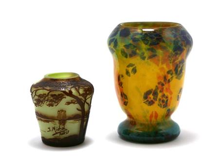 Lot image - Muller Freres Internally Decorated Cased Glass Vase