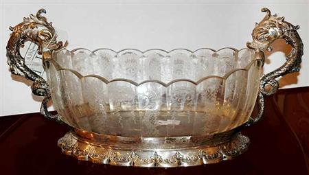 Lot image - Continental Silver Mounted Glass Centerpiece