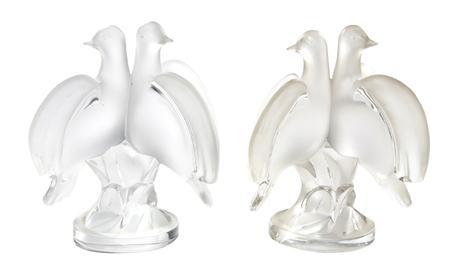 Lot image - Companion Pair of Lalique Molded Glass Figures of Lovebirds