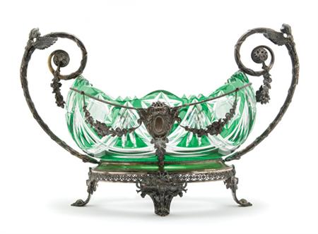 Lot image - Silver Mounted Cased and Cut Glass Center Bowl