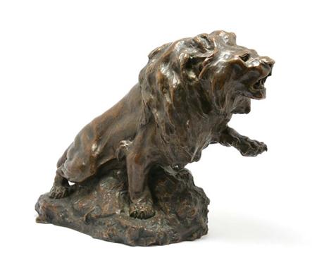 Lot image - Bronze Figure of a Roaring Lion