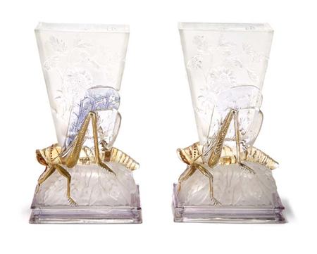 Lot image - Companion Pair of Baccarat Molded Glass Vases