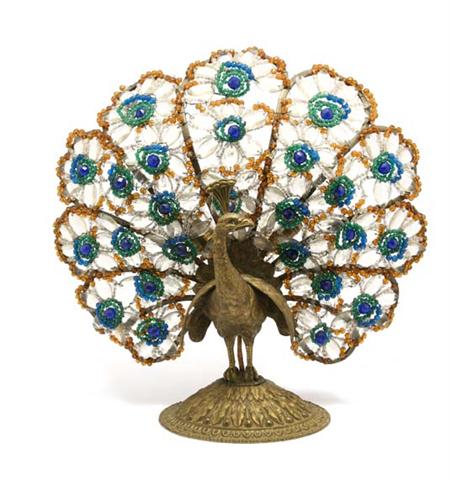 Lot image - Continental Style Gilt-Bronze and Beaded Glass Three-Light Lamp