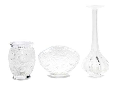 Lot image - Miscellaneous Group of Three Lalique Molded Glass Vases
