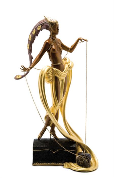 Lot image - Art Deco Style Cold Painted Bronze Figure Pleasure of the Courtesan