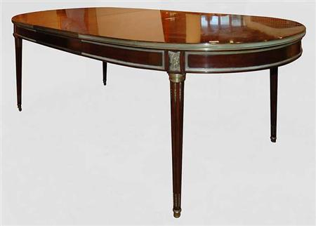 Lot image - Louis XVI Style Gilt-Metal Mounted Mahogany Extension Dining Table
