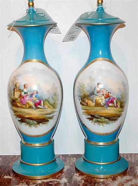 Lot image - Pair of Sevres Style Porcelain Vases