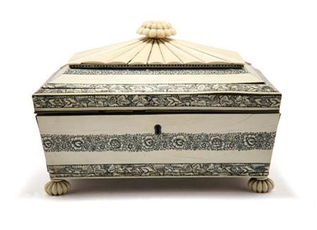 Lot image - Continental Neoclassical Style Ivory Veneered Tea Caddy