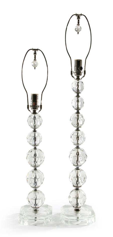 Lot image - Two Art Deco Style Cut Glass Lamps