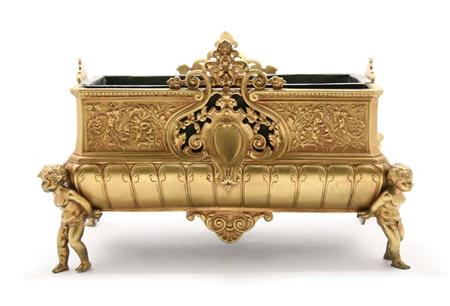 Lot image - Louis XVI Style Gilt-Metal Figural Jardiniere