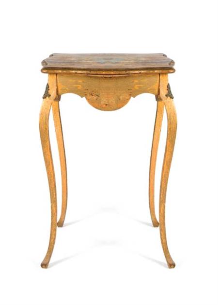 Lot image - Louis XV Style Painted and Gilt-Wood Side Table