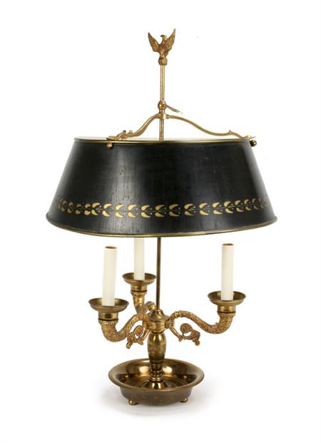Lot image - Empire Style Gilt-Metal Three-Light Bouillotte Lamp