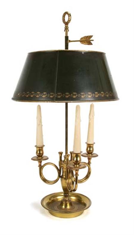 Lot image - Empire Style Gilt-Metal Two-Light Bouillotte Lamp
