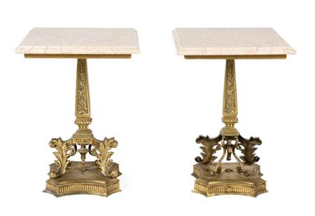 Lot image - Pair of Louis XVI Style Gilt-Metal Side Tables