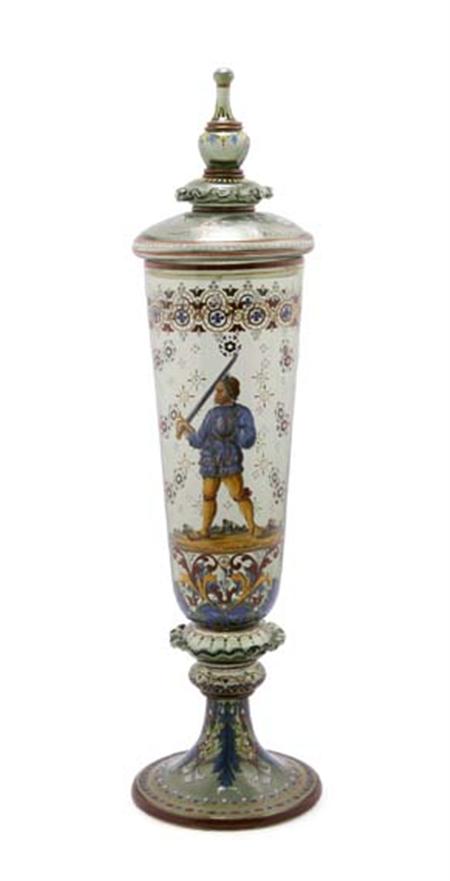 Lot image - J.&L. Lobmeyer Enameled Glass Pokal